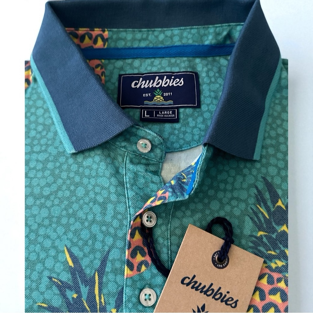 Chubbies Teal and Navy Tropical Men's Shirt